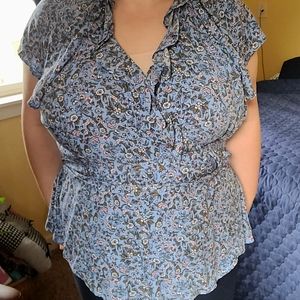 Wrap Shirt Ditzy Flower Floral XXL Old Navy
